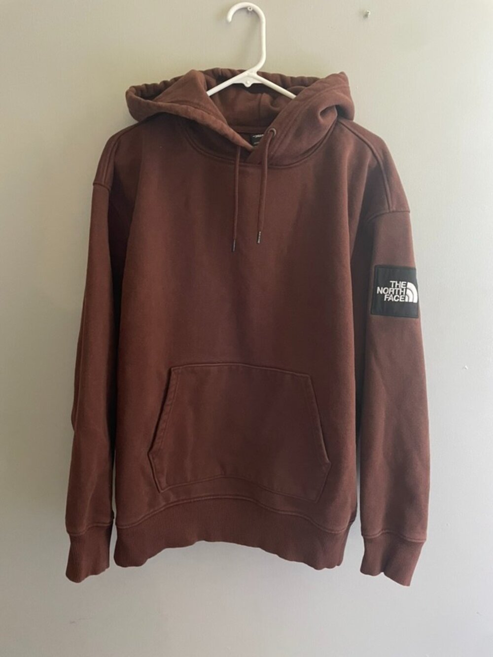 The North Face Brown Hoodie Womens Large Sleeve Patch Pullover Sweatshirt Gorpco